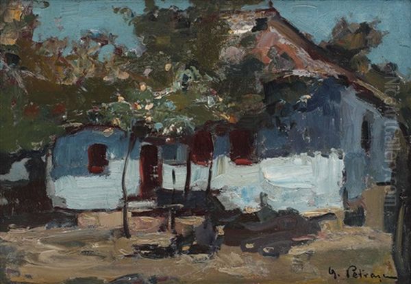 Casa Taraneasca Din Targoviste Oil Painting by Petrascu Gheorghe