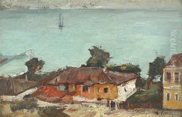 Houses In Constanta Oil Painting by Petrascu Gheorghe