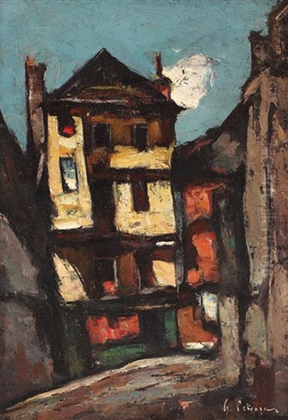 Houses At Morlaix Oil Painting by Petrascu Gheorghe