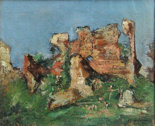 Ruins Of Targoviste Oil Painting by Petrascu Gheorghe