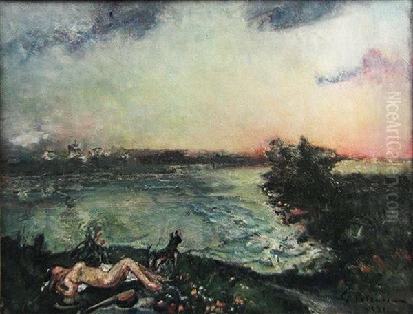 The Stairs Near The Water Oil Painting by Petrascu Gheorghe