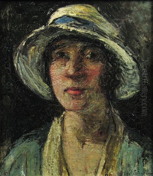 Lucretia With Hat Oil Painting by Petrascu Gheorghe