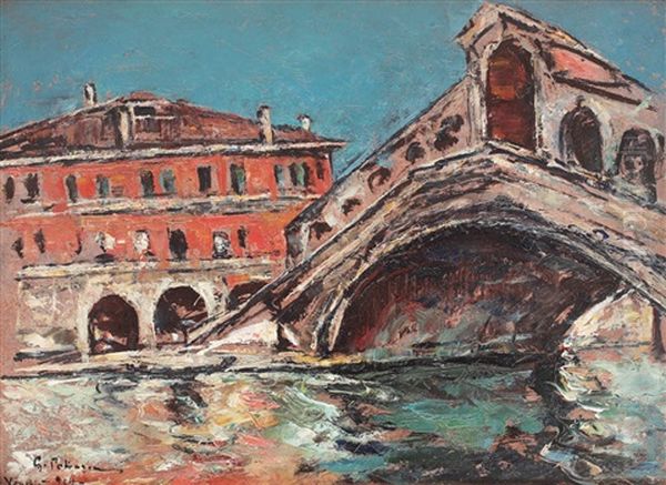 Venetia (ponte Rialto) Oil Painting by Petrascu Gheorghe