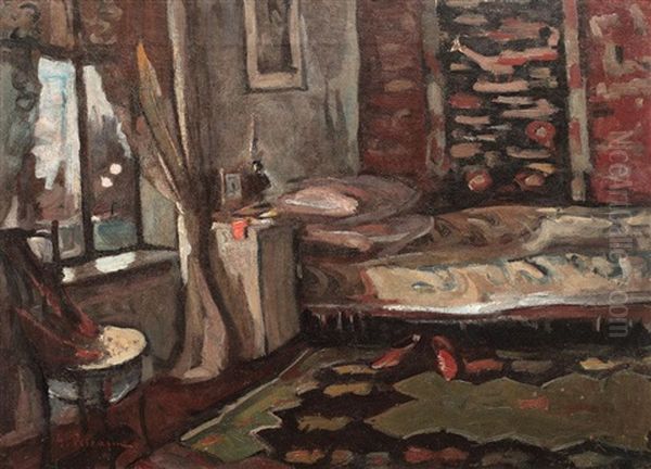 Inside The House In Targoviste Oil Painting by Petrascu Gheorghe
