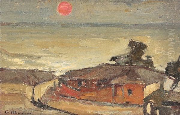 Sunset In Constanta Oil Painting by Petrascu Gheorghe