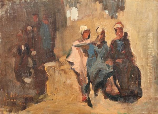 Scene From Assuan Oil Painting by Petrascu Gheorghe