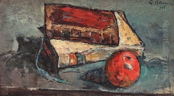 Natura Statica Cu Mar Si Doua Carti Oil Painting by Petrascu Gheorghe