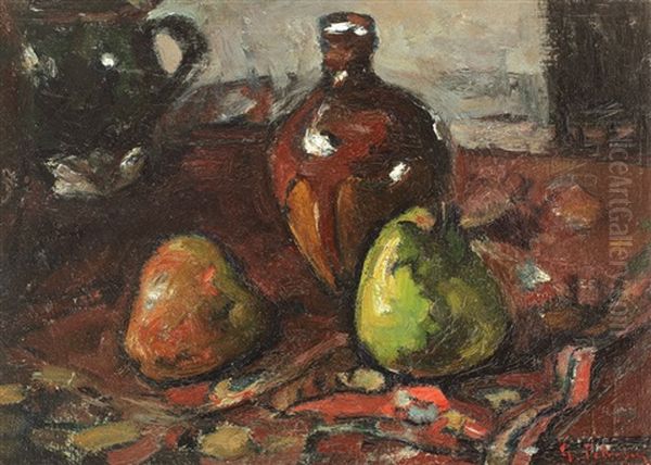 Still Life With Fruits And Jug Oil Painting by Petrascu Gheorghe