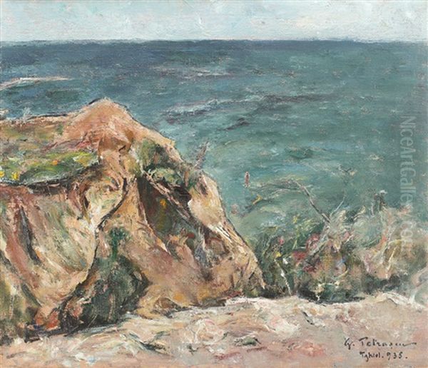 The Sea At Techirghiol Oil Painting by Petrascu Gheorghe