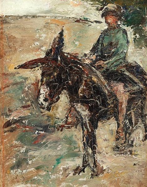 Riding On Donkey Oil Painting by Petrascu Gheorghe