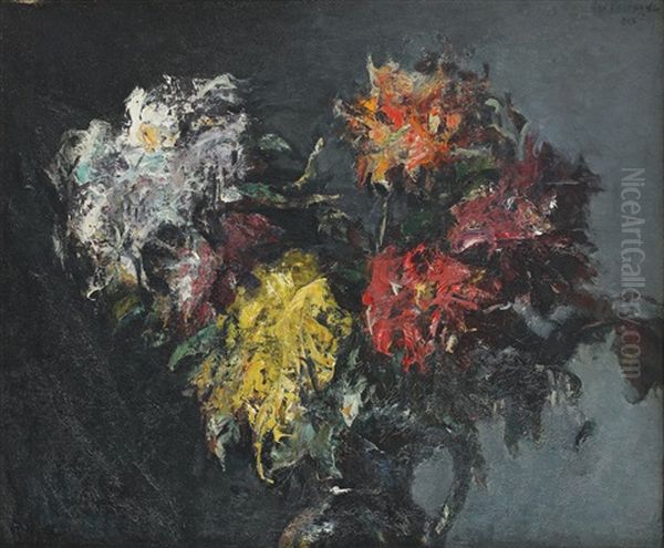 Chrysanthemums Oil Painting by Petrascu Gheorghe