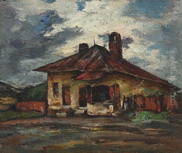 Bakery (sky House Closed) Oil Painting by Petrascu Gheorghe