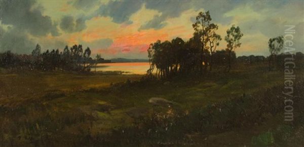 Landscape At Sunset Oil Painting by Per Petri
