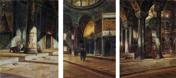 Ayasofya (+ 2 Others, Smllr; 3 Works) Oil Painting by Wladimir Petroff