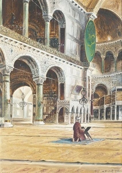 Interieur Der Hagia Sophia In Istanbul Oil Painting by Wladimir Petroff