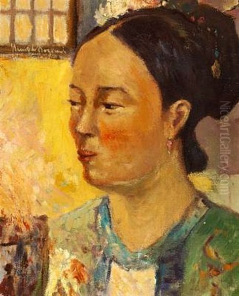 Study Of A Young Woman Oil Painting by Kuzma Sergievitch Petrov-Vodkin