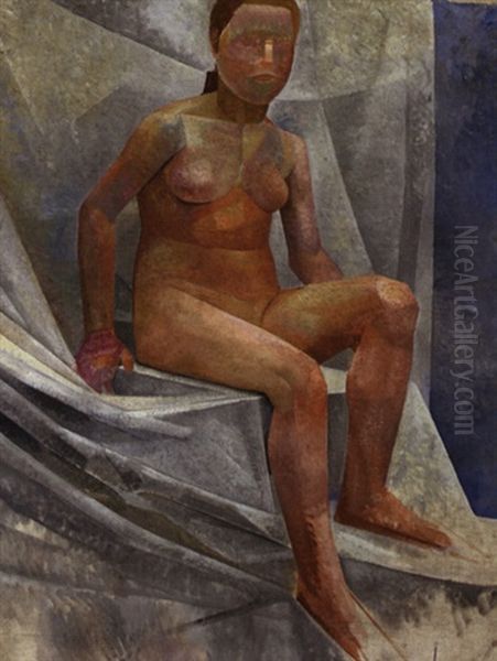 Sitzender Weiblicher Akt Oil Painting by Kuzma Sergievitch Petrov-Vodkin