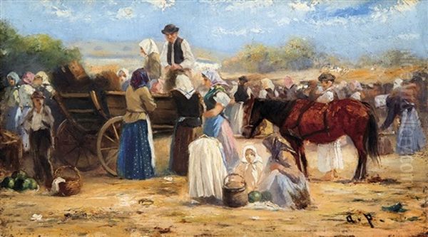 Fair Oil Painting by August Xaver Karl von Pettenkofen
