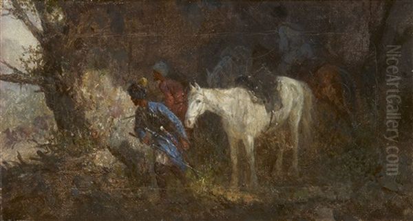 L'embuscade Oil Painting by August Xaver Karl von Pettenkofen