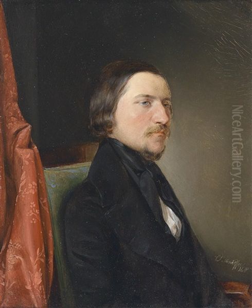 Portrait August Semeleder Oil Painting by August Xaver Karl von Pettenkofen