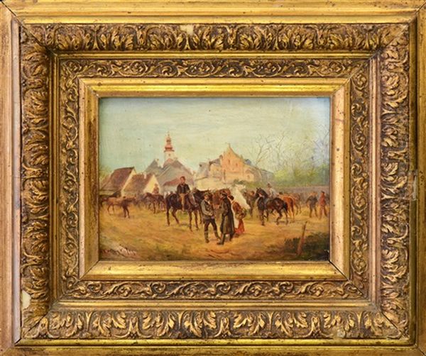 Before The Journey Oil Painting by August Xaver Karl von Pettenkofen