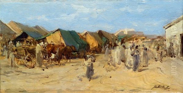 Ungarische Marktszene (study) Oil Painting by August Xaver Karl von Pettenkofen