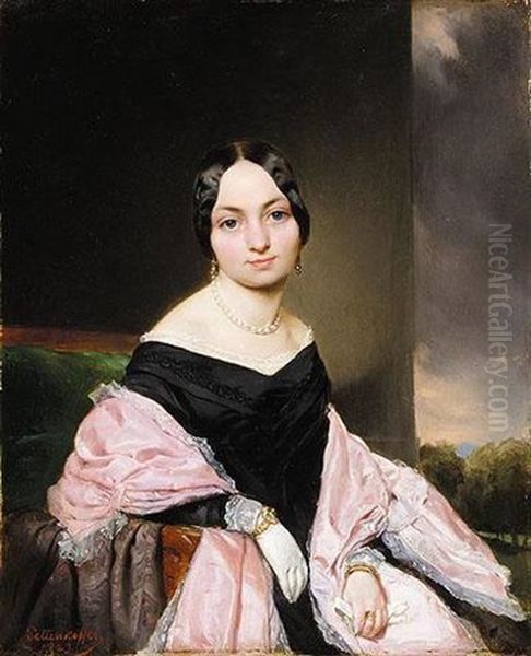 Amelie Von Nespern, Geb. Mayerhofer, Tante Des Kunstlers (portrait Of Amelie Von Nespern, Nee Mayerhofer, The Artist's Aunt) Oil Painting by August Xaver Karl von Pettenkofen