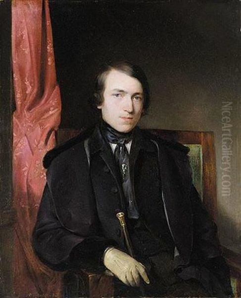 Pettenkofens Freund Und Mitschuler, Der Maler Leopold Brunner (the Artist's Friend And Fellow Student Leopold Brunner) Oil Painting by August Xaver Karl von Pettenkofen