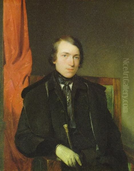 Pettenkofens Freund Und Mitschuler, Der Maler Leopold Brunner D.j. Oil Painting by August Xaver Karl von Pettenkofen