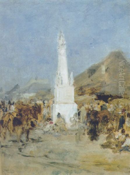 Markt In Szolnok Oil Painting by August Xaver Karl von Pettenkofen