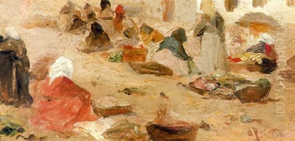 Marktszene Oil Painting by August Xaver Karl von Pettenkofen