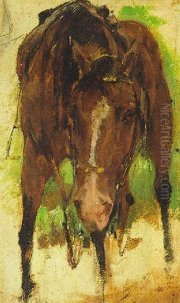 Gesattelter Brauner Oil Painting by August Xaver Karl von Pettenkofen