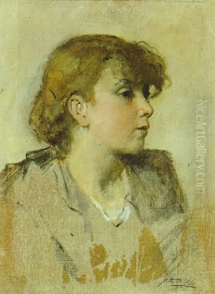 Madchenportrait Oil Painting by August Xaver Karl von Pettenkofen