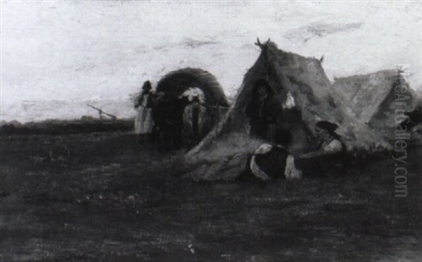 Zigeunerlager In Der Puszta Oil Painting by August Xaver Karl von Pettenkofen