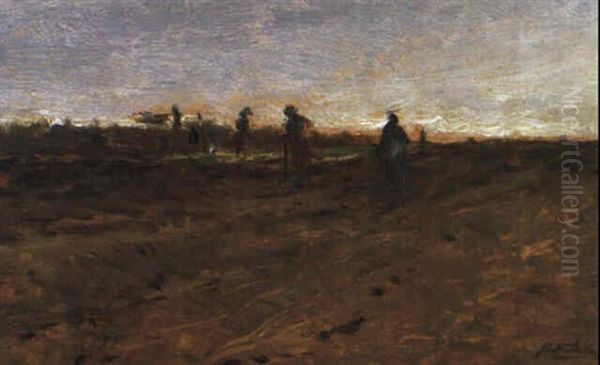 Gepfl_gtes Feld (study) Oil Painting by August Xaver Karl von Pettenkofen