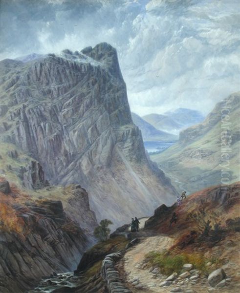View Of The Honister Pass, Grasmere, Lake District Oil Painting by Edwin Pettitt