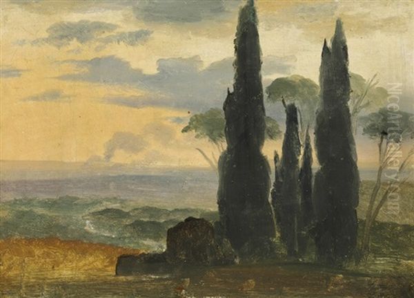 View Of The The Roman Campagna Oil Painting by Fritz Petzholdt