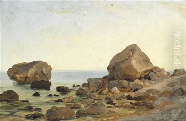 Costal Scenery, Italy Oil Painting by Fritz Petzholdt