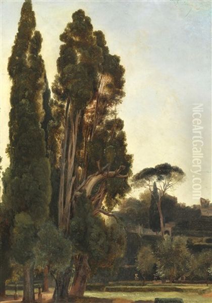 View Of Villa D'este, Tivoli Oil Painting by Fritz Petzholdt