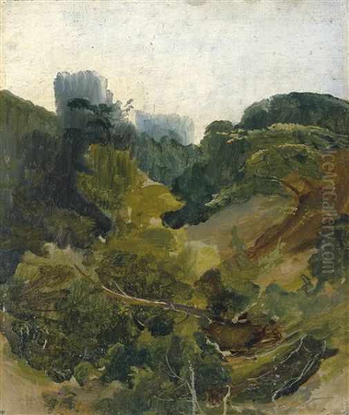 Tal In Der Romischen Campagna Oil Painting by Fritz Petzholdt