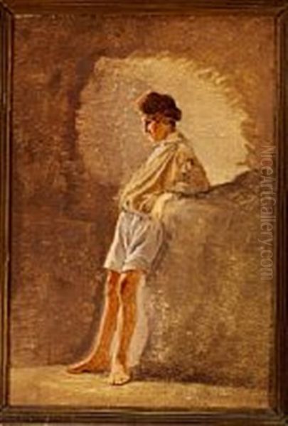 A Young Italian Man Standing Oil Painting by Fritz Petzholdt