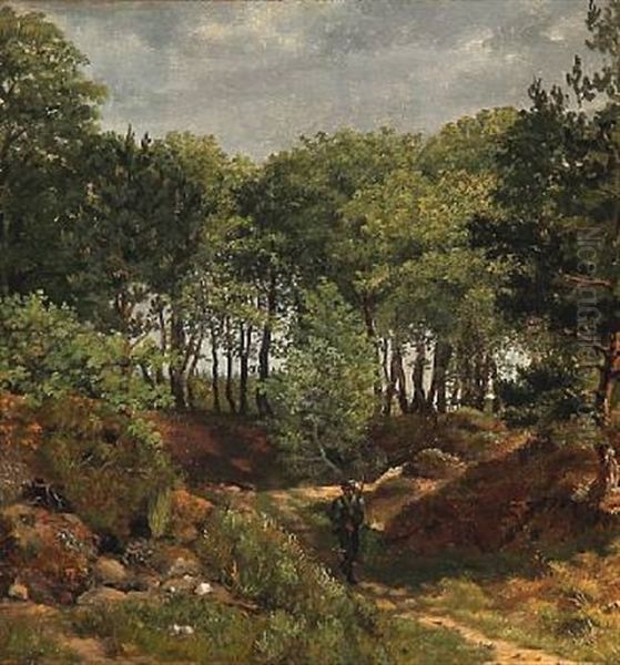 A Hunter In A Forest, A Summerday Oil Painting by Fritz Petzholdt