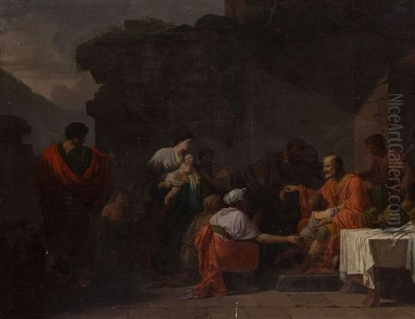 Belisarius Receiving Hospitality From A Peasant Oil Painting by Jean-Francois-Pierre Peyron