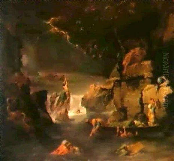 Le Deluge (d'apres Nicolas Poussin) Oil Painting by Jean-Francois-Pierre Peyron