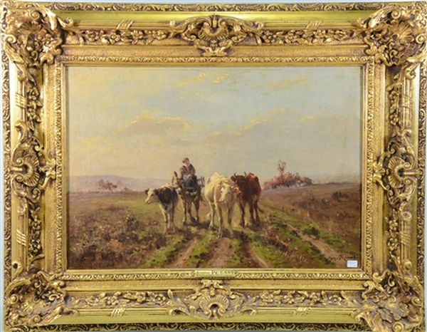 Vaches Dans Un Paysage Oil Painting by Aymar Pezant