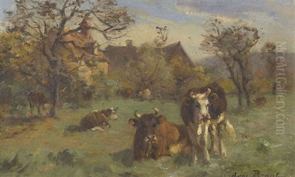 Kuhherde Auf Sommerlicher Weide Oil Painting by Aymar Pezant