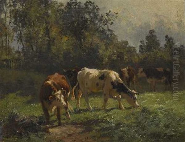 Rinder Auf Der Weide Oil Painting by Aymar Pezant