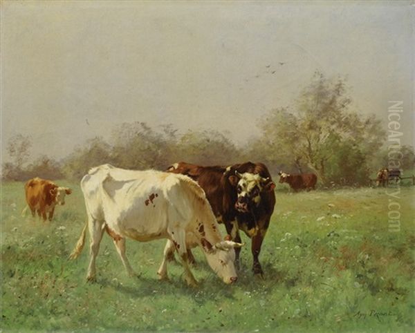 Weidelandschaft Mit Kuhen Oil Painting by Aymar Pezant