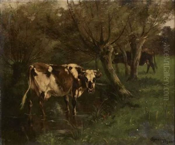 Vaches Sous Un Paysage Oil Painting by Aymar Pezant