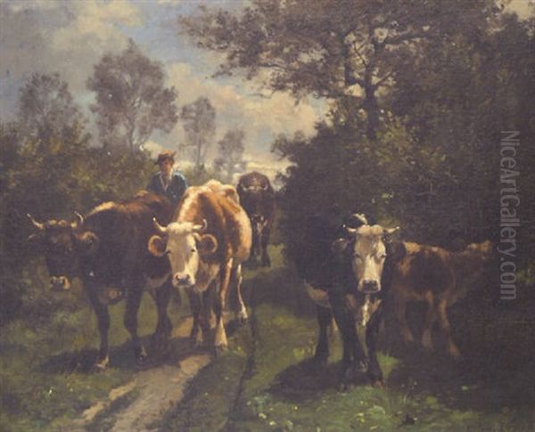 Le Retour Du Paturage Oil Painting by Aymar Pezant